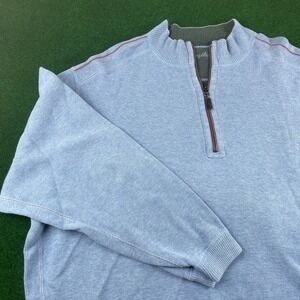 Tommy Bahama Mens Quarter Zip Pullover Blue Red Stitching Sweater 2XB‎